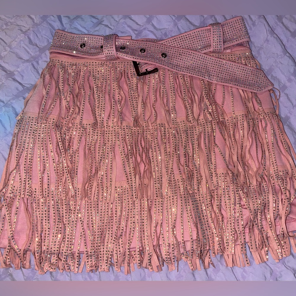 Pink rhinestone skort